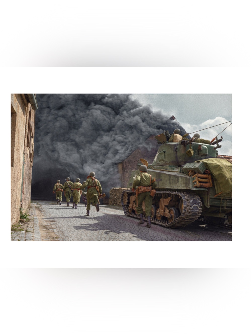 1945 WWII US Third Army Wernberg Germany Smoke Street Colorized 4x6 Lustre Print